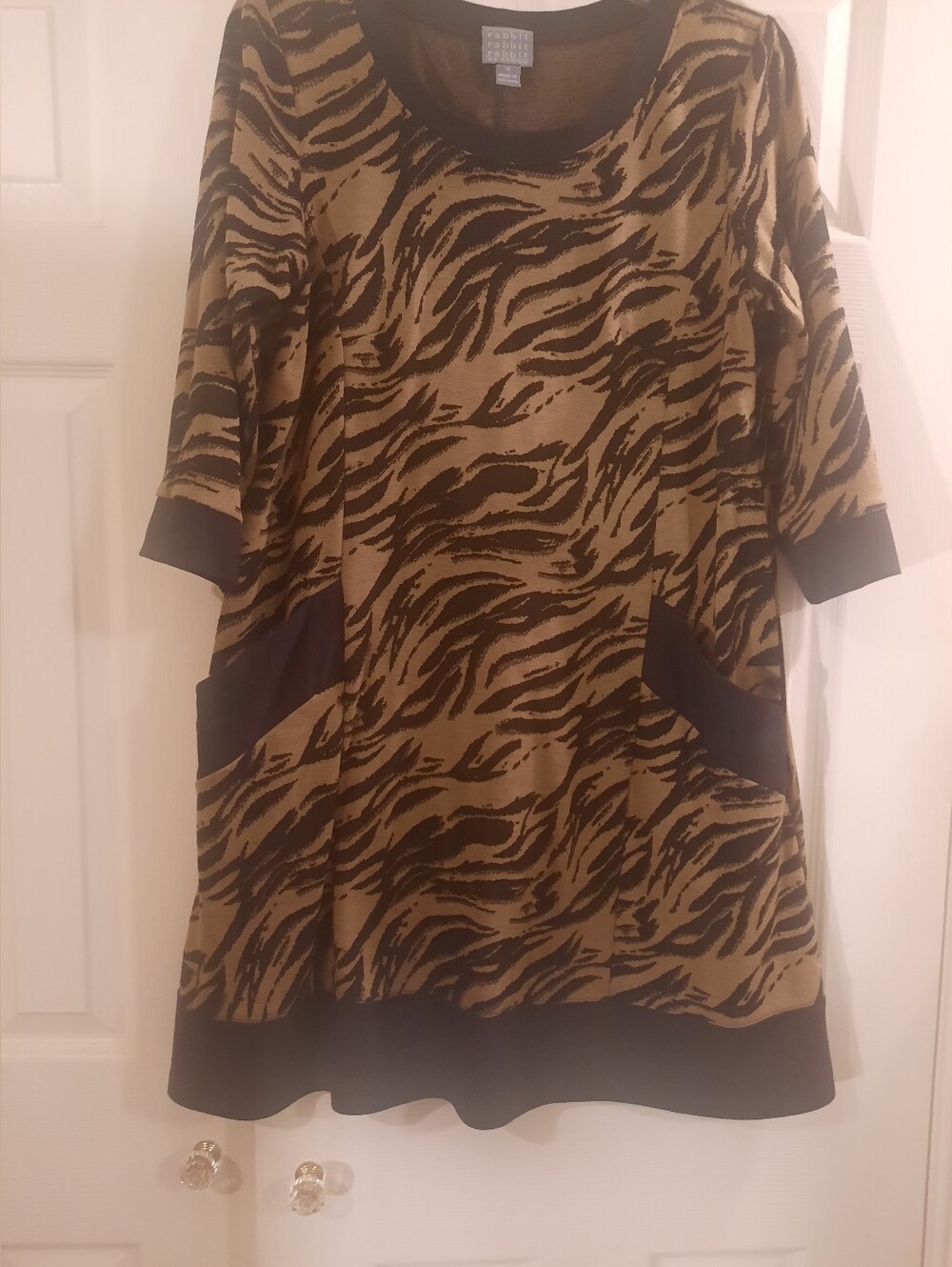 Eileen Fisher Tan and Black Animal-Print Mini Dress